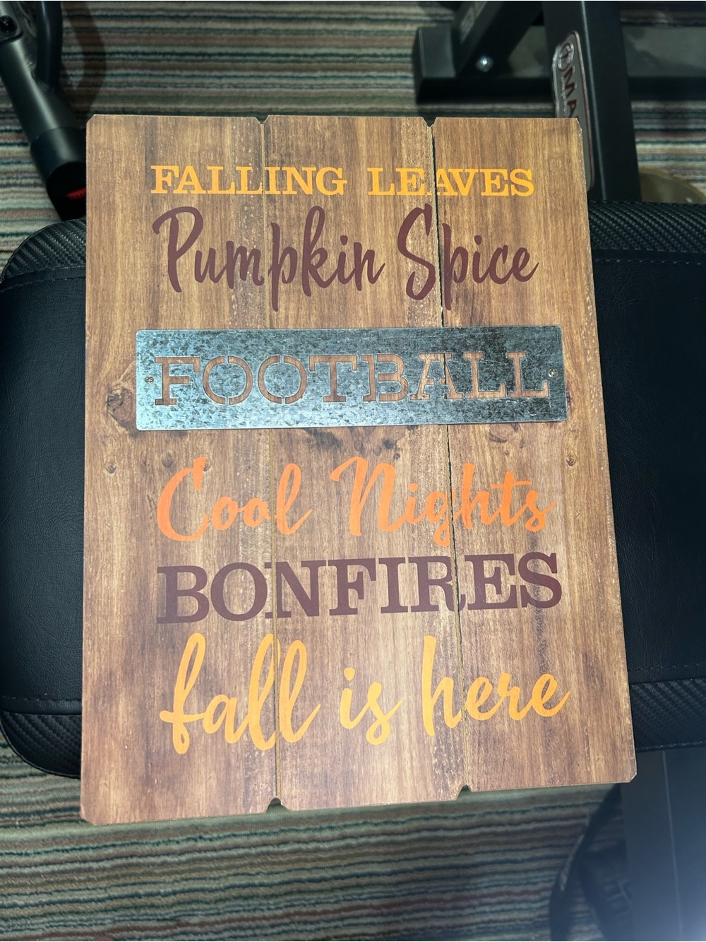 Fall Wood Sign - Orange & Brown Home Accent - Football, Pumpkin Spice, Leaves